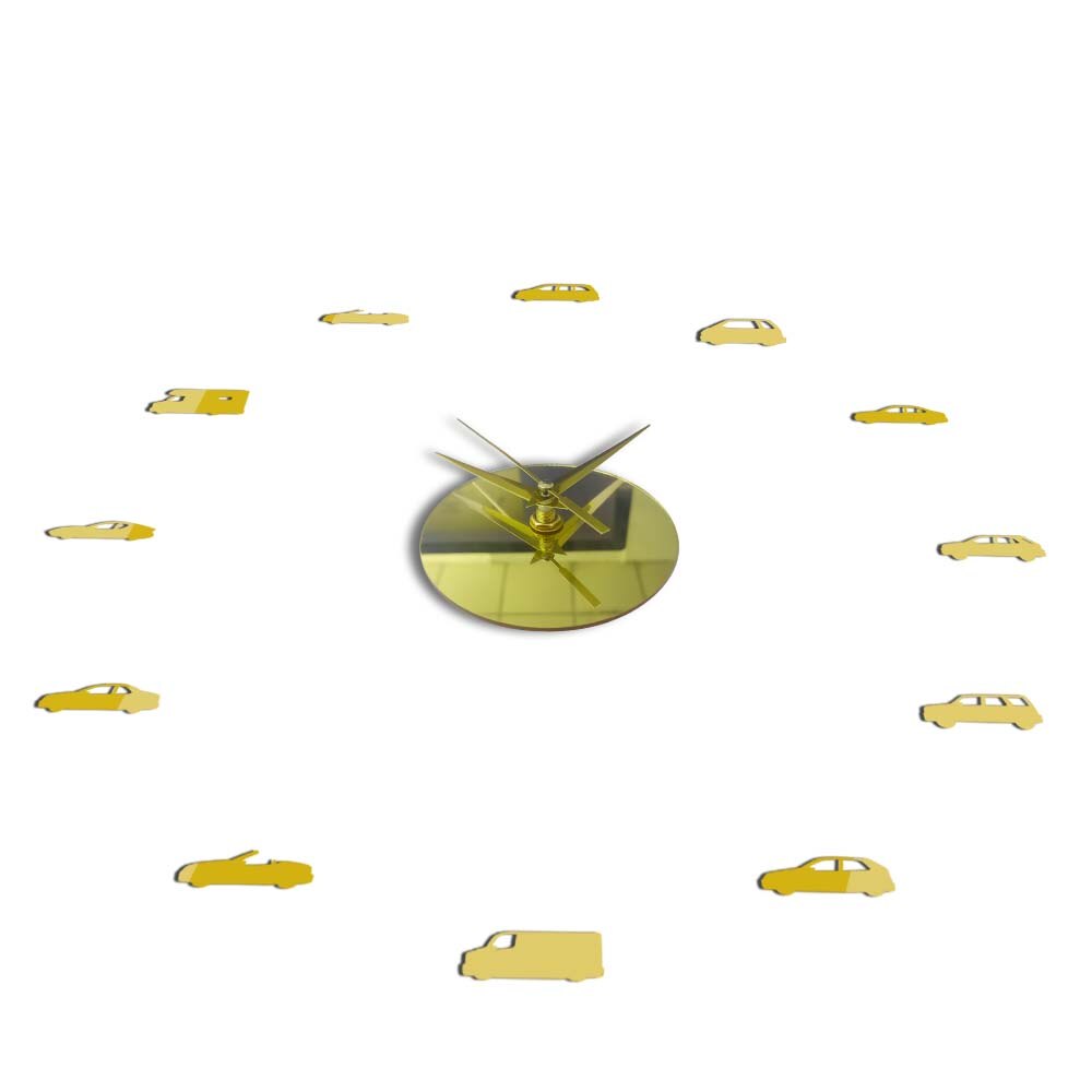 Transportation Cars DIY 3D Acrylic Wall Clock Sports Car Automotive Quartz Watch Battery Operated Mirror Surface Reloj Pared