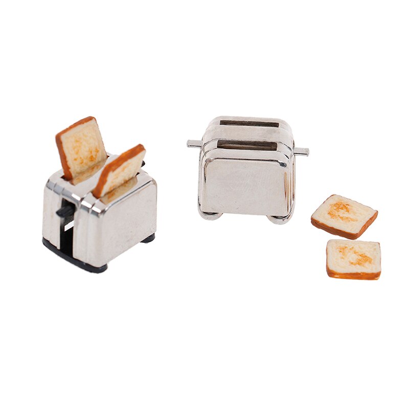 Doll House Mini Bread Machine Toaster 1/12 Scale With Toast Miniature Doll House Accessories Cute Decoration