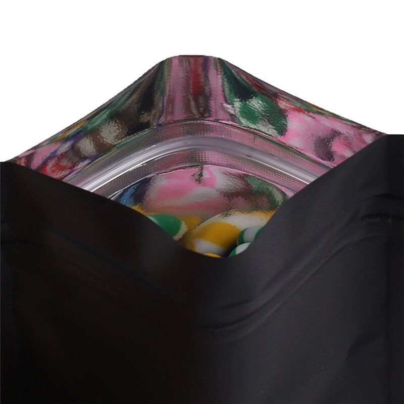100pcs Heat Seal Zip Lock Package Bags Aluminum Foil Mylar Tear Notch Matte Black Stand Up Bag