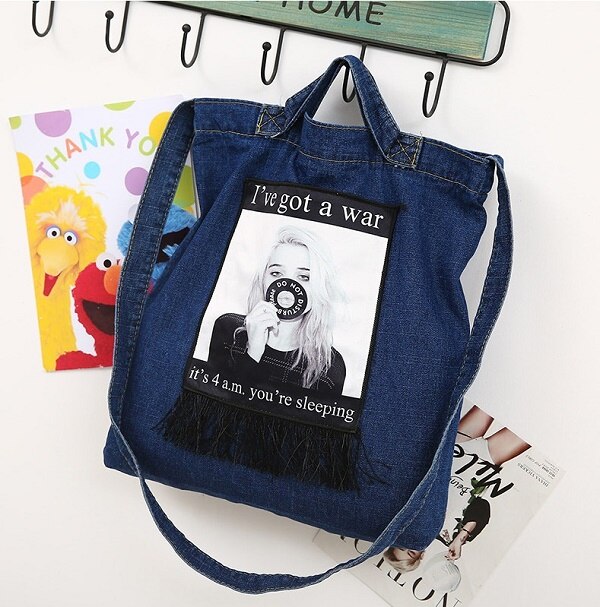 Vrouwen Handtassen Messenger Canvas Tas Modieuze Denim Jean Art Shopping Schouder Messenger Blues Crossbody Tas bolsaszakken: 05