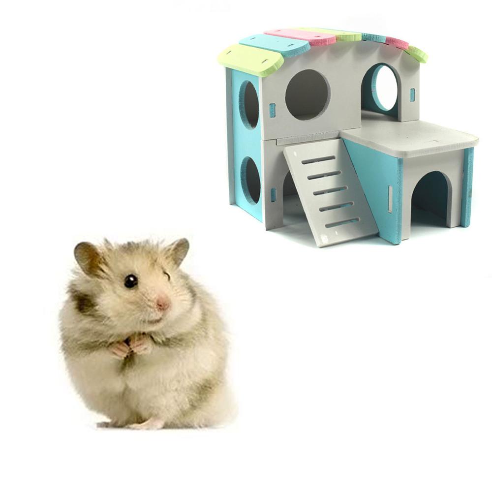 Naturlig rolig hamster bo leksak, djur gömställe trä plast tallrik hamster hus, för husdjur små djur lek