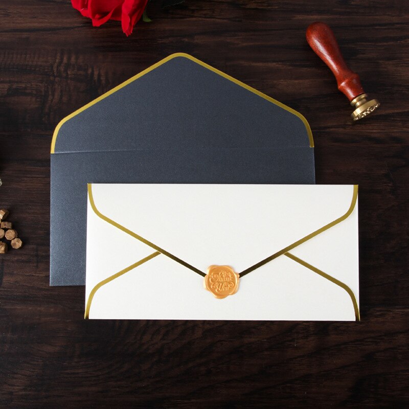 50Pcs 22x11cm Retro Envelope Vintage Paper Envelopes Postcard Packaging Envelope Luxurious Wedding Invitation Card Envelope