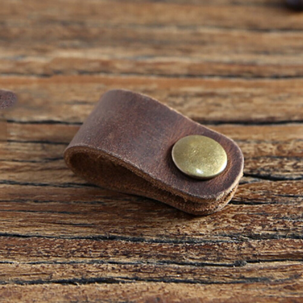Enrouleur de fil d'écouteur en cuir, 1 pièce, organisateur de fil d'écouteur, câble USB, Clips de rangement de fil, souris, organisateur de gestion de fil: Red Brown