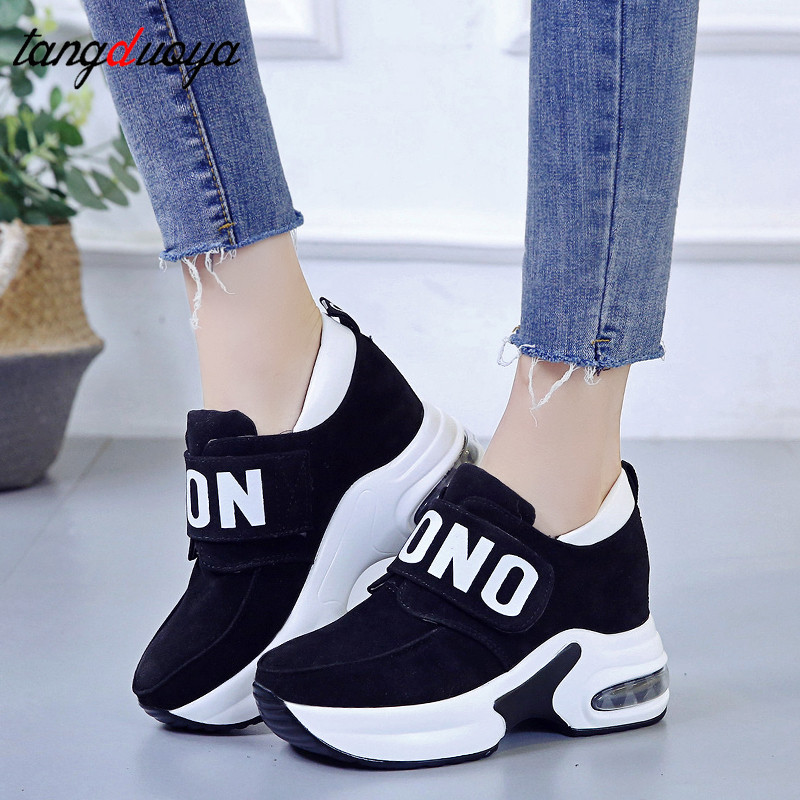 Platform wedge sneakers dam skor sneaker fritidsskor träningsskor kvinnor kvinnliga skor svarta röda sneakers kvinnor tenis feminino