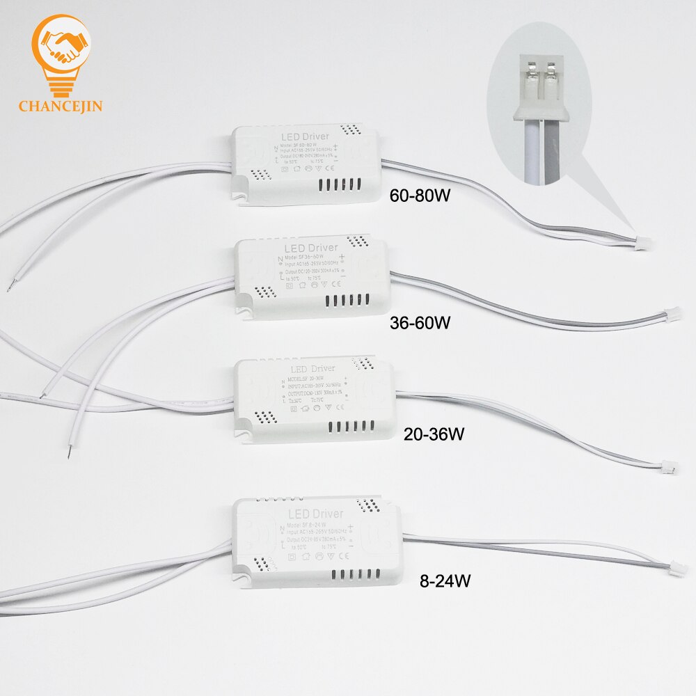 Controlador LED 8-24W 20-36W 36-60W 60-80W para entrada LED de un solo color 165-265V 50/60Hz salida 240mA transformador de iluminación no aislado