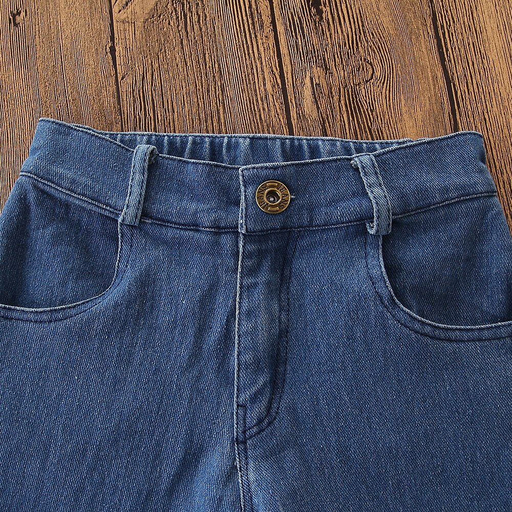 Tofs flickor byxor barn jeans utsvängda byxor barnkläder patchwork småbarn baby barn jeansbyxor barn & #39 ;s boot cut byxor