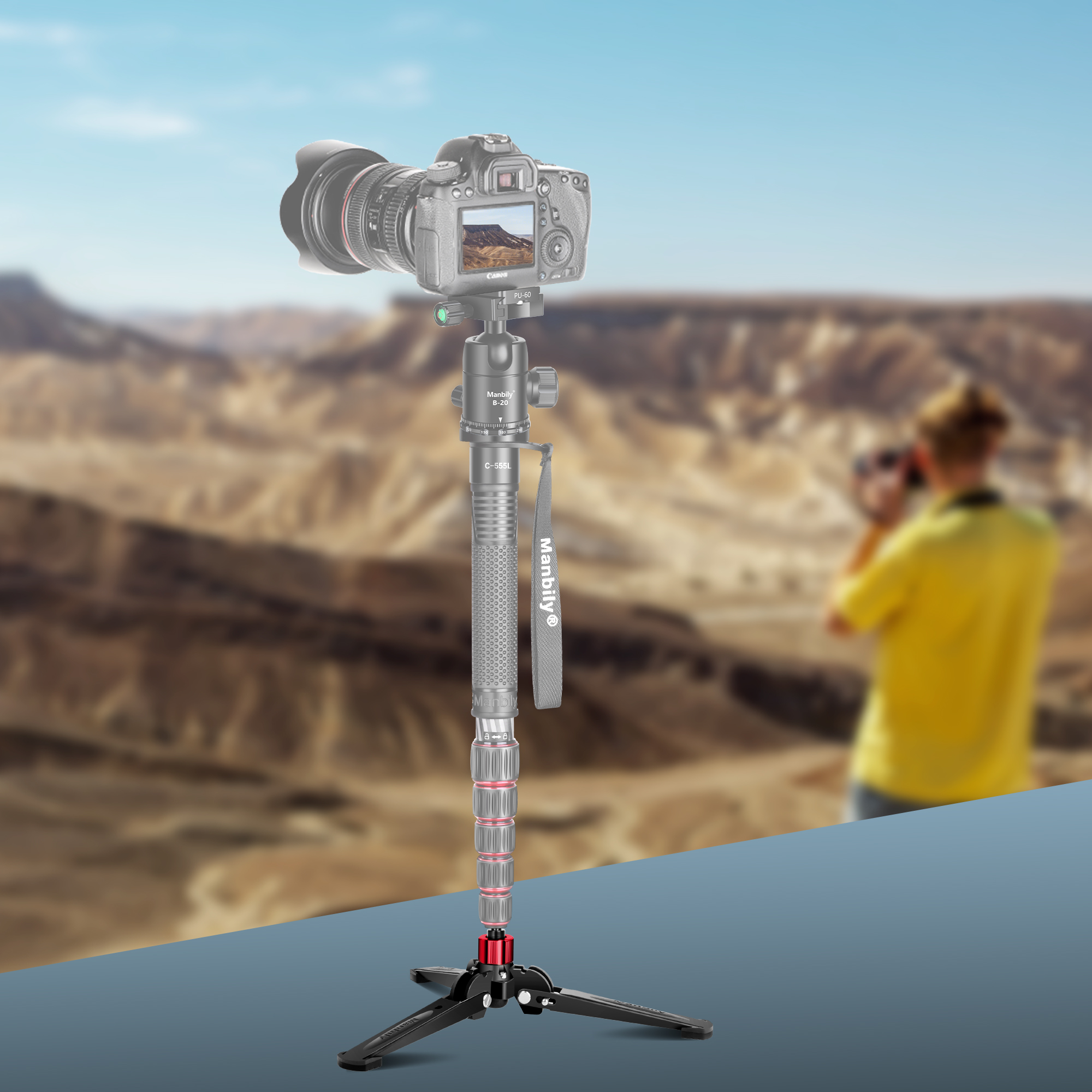 Manbily M2 podstawa statywu aluminiowa hydrauliczna śruba 3/8 "profesjonalny stojak na monopod do aparatu telefon uchwyt na biurko fotografia Ac