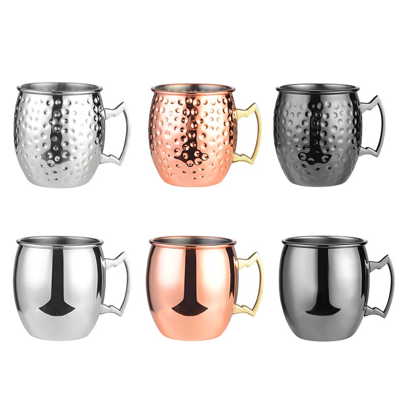 Taza de cobre de mula de moscú de 530ml, vaso de cerveza hecho a mano de acero inoxidable, copa de cóctel de vidrio, copa de vino, bebida fría, Bar