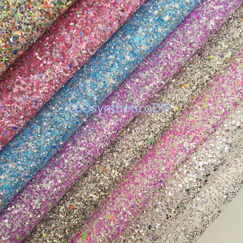 1PC 21X29CM Glitter Fabirc, Chunky Glitter Leer, glitter Lederen Lakens Voor Maken Bows LEOsyntheticoDIY T367A