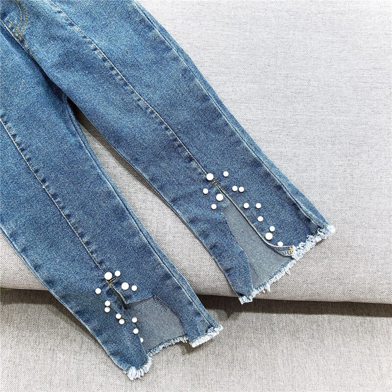 Gooporson Kids Jeans Girls Fall Broken Hole Sequins Denim Pants Korean Little Children Trousers Autumn Girl Costume