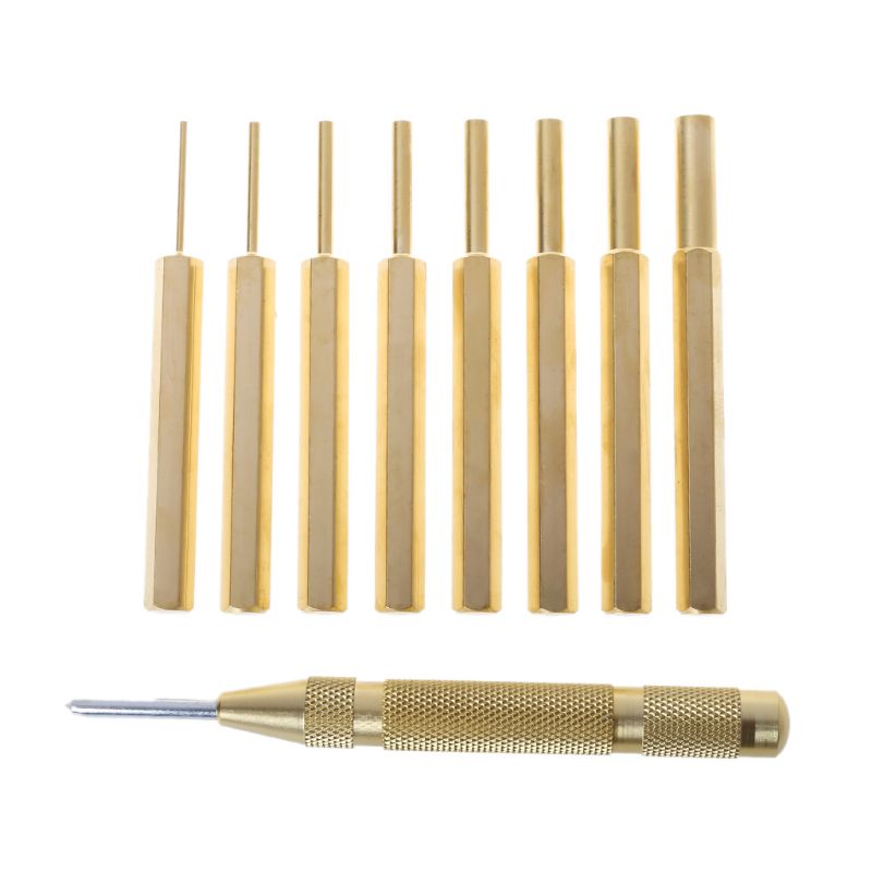 18pcs/set Durable Brass Steel Drill Center Drive Pin Punch Set Tool Kit Removing