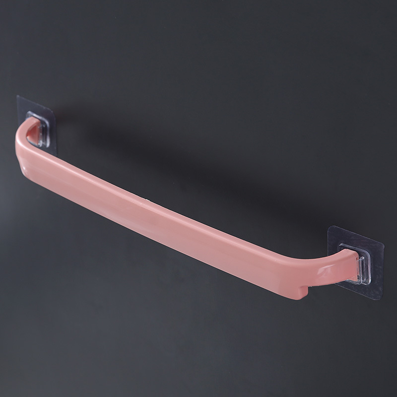 1pcs Towel Bar Free Perforated Bathroom Double Pole Wall Hanging Towel Rack Toilet Single Pole Slippers Bar: Pink