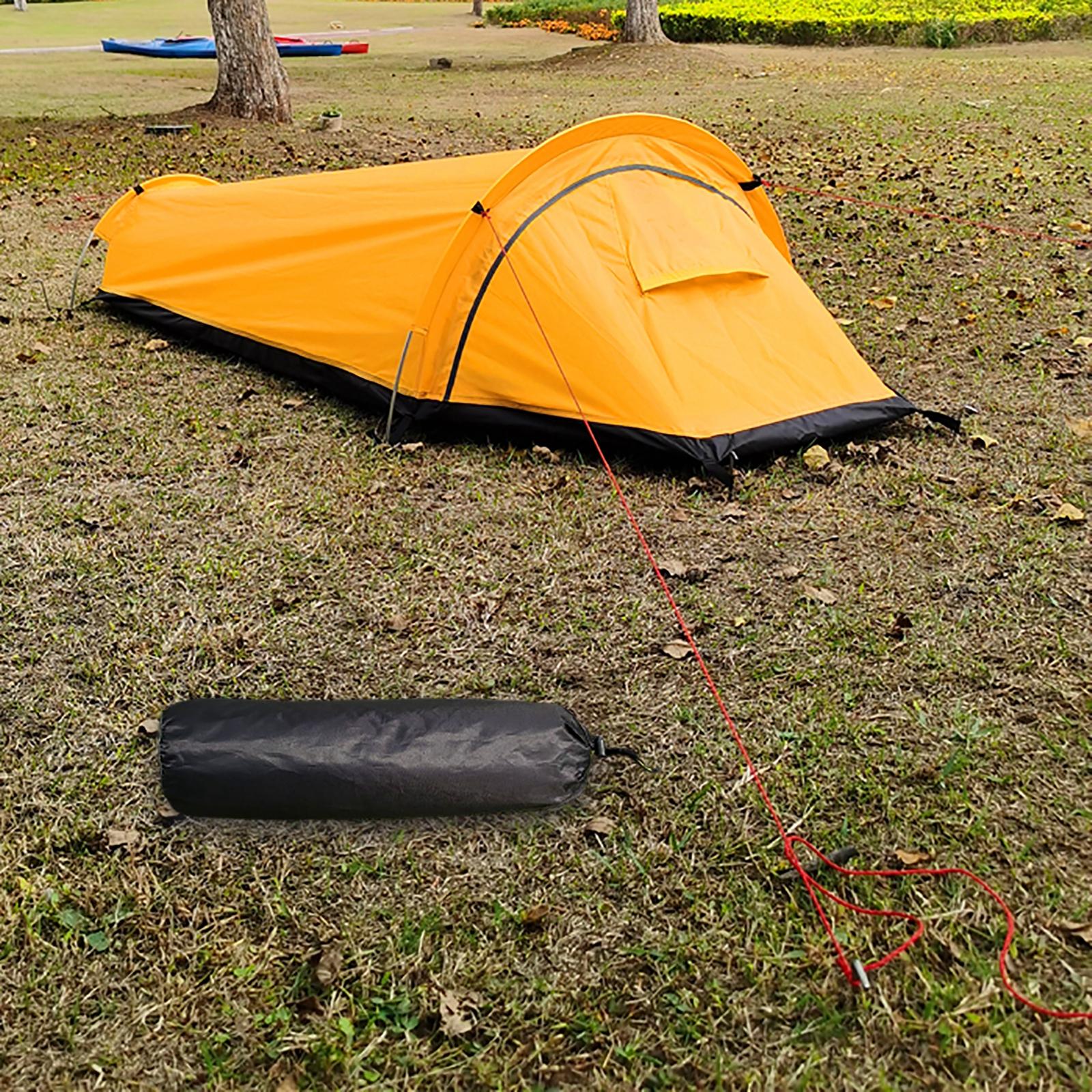 Portable Camping Tent Waterproof 1 Person Bushcraft Shelter Festival Fishing: Yellow 
