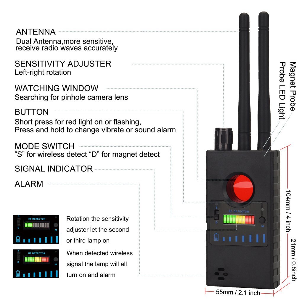G528 sem fio detector de sinal anti-escuta anti-candid câmera localizador para gsm dispositivo de escuta gps sinal bloqueador
