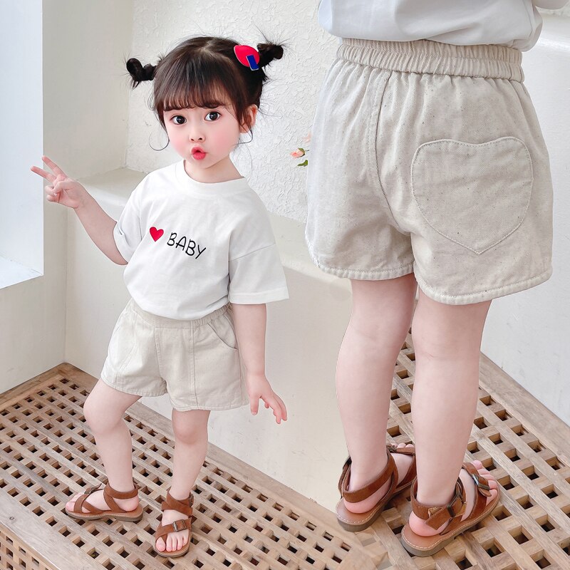 Pantaloncini estivi per bambina in puro colore 2022 nuovi pantaloncini casual coreani stile occidentale allentati estivi tendenza 2 3 4 5 6 7 8 anni