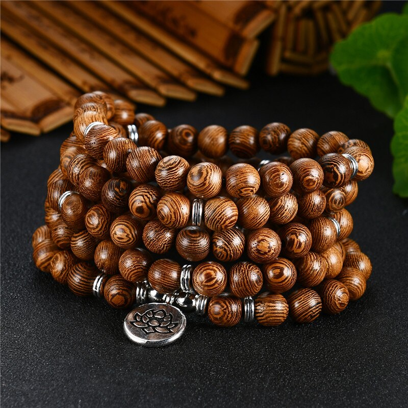 Wwlb prijs natuurlijke sandelhout mannen om lotus sieraden gebed pulsera hombre houten kralen rozenkrans armband voor vrouwen: Lotus