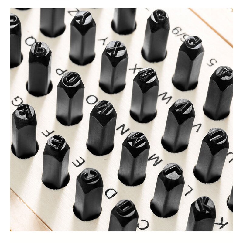 36pcs/set Stainless Steel Letter Number Punch Set Leather Wood Craft Stamp Tool Kit Leather Craft Stamp Tools with Wood Box