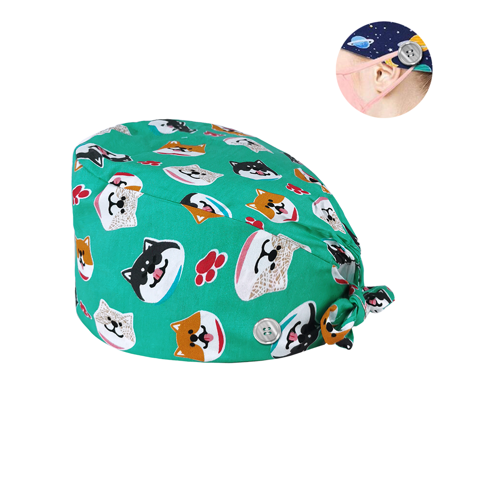 Hc2 k 004 nye knapper unisex kæledyr skønhed arbejde hatte print kasket sundhedstjenester kasket/hatte tilbehør laboratorie arbejds kasket kæledyr kasketter: Hat 12049