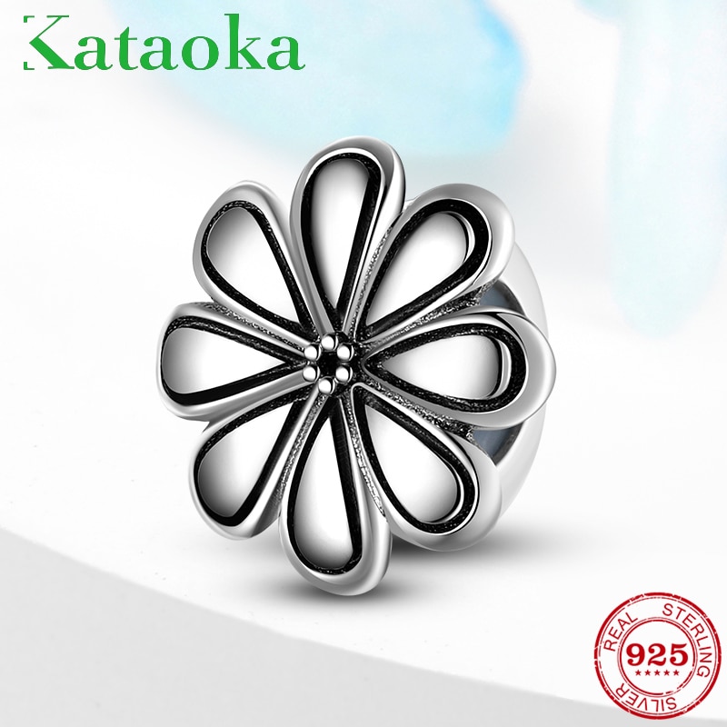 Flowers 925 Sterling Silver Charm stopper Spacer beads Accessories fits Original Kataoka DIY Bracelets Jewelry Making