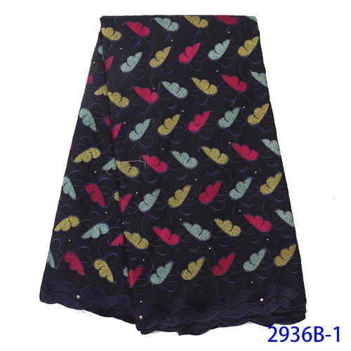 Tecido de renda suíço seda e macio, novo tecido de renda nigeriano, tecido de renda bordado para vestido africano vermelho KS2936B-2: Picture 1