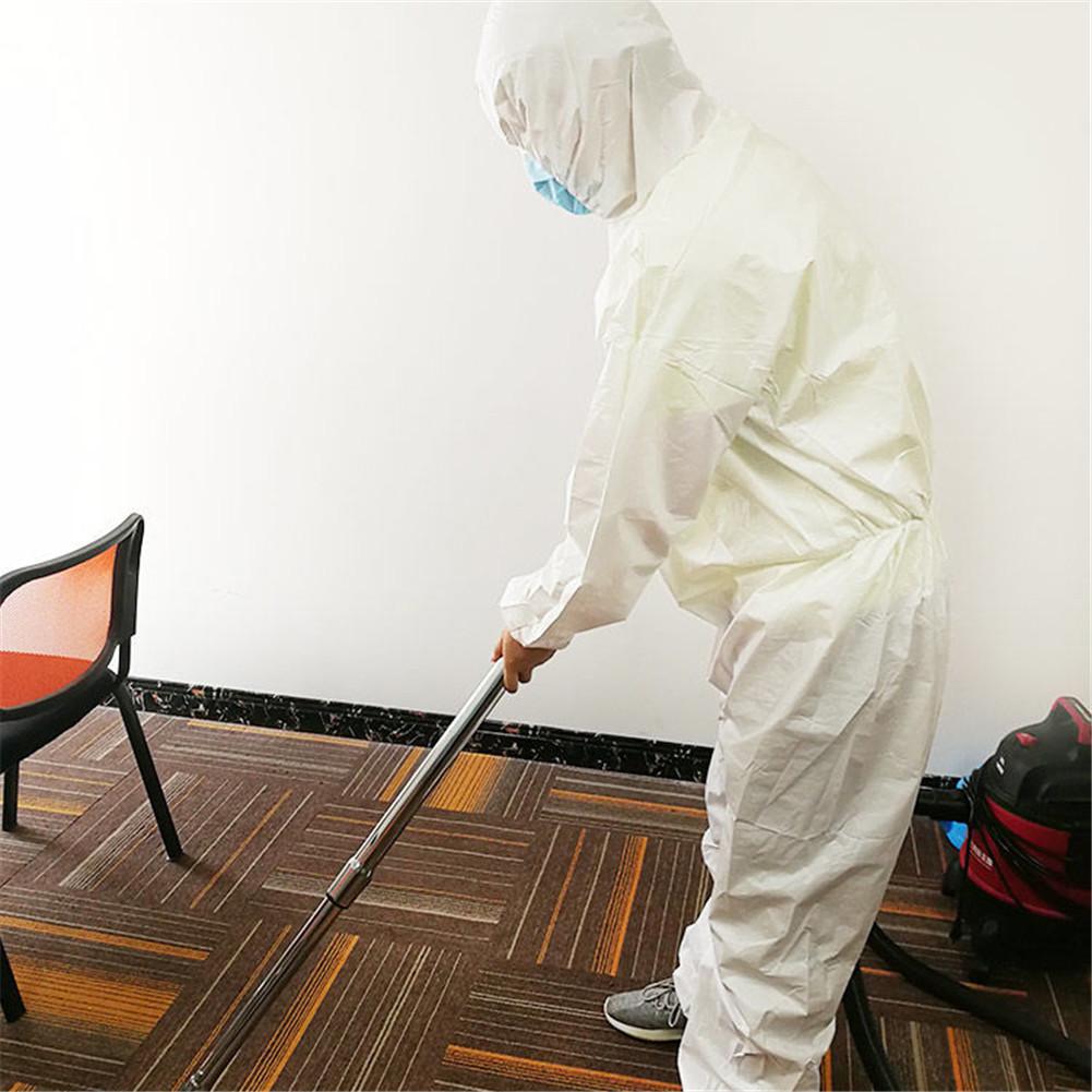 Disposable Three-piece Hood Protective Clothing Unisex One-piece Full-body Isolating Clothing White PP Non-woven Fabric