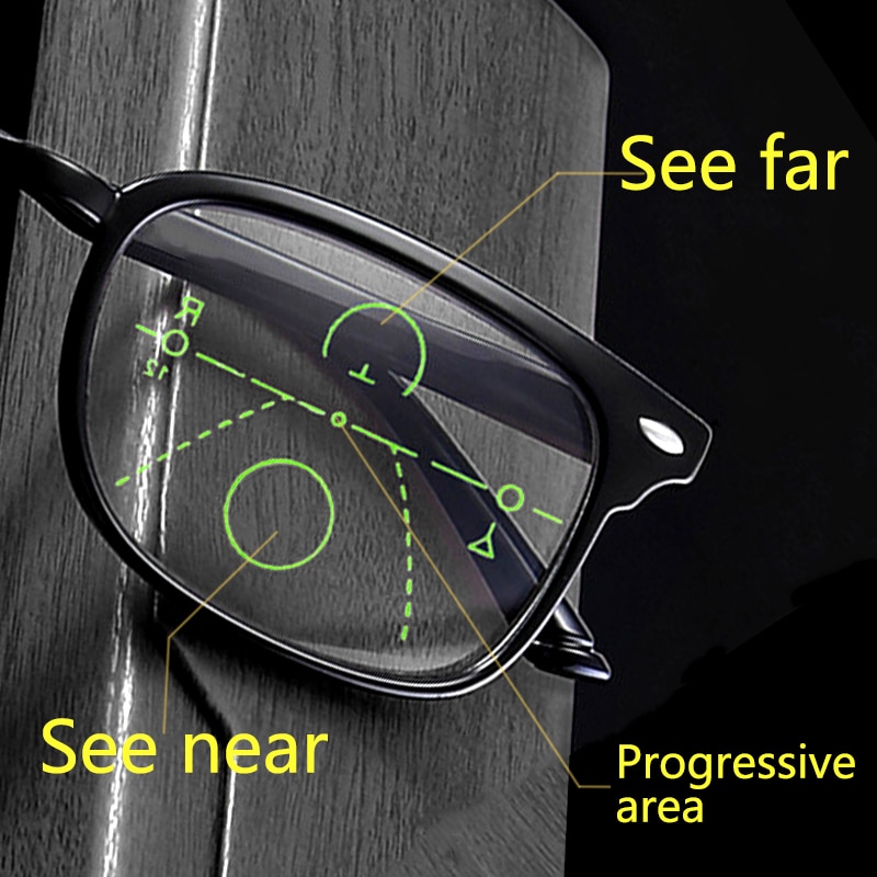Progressive Reading Glasses Men Women Multifocal Presbyopic Glasse See Far Near Anti-blue Light Low Bridge Big Full Frame