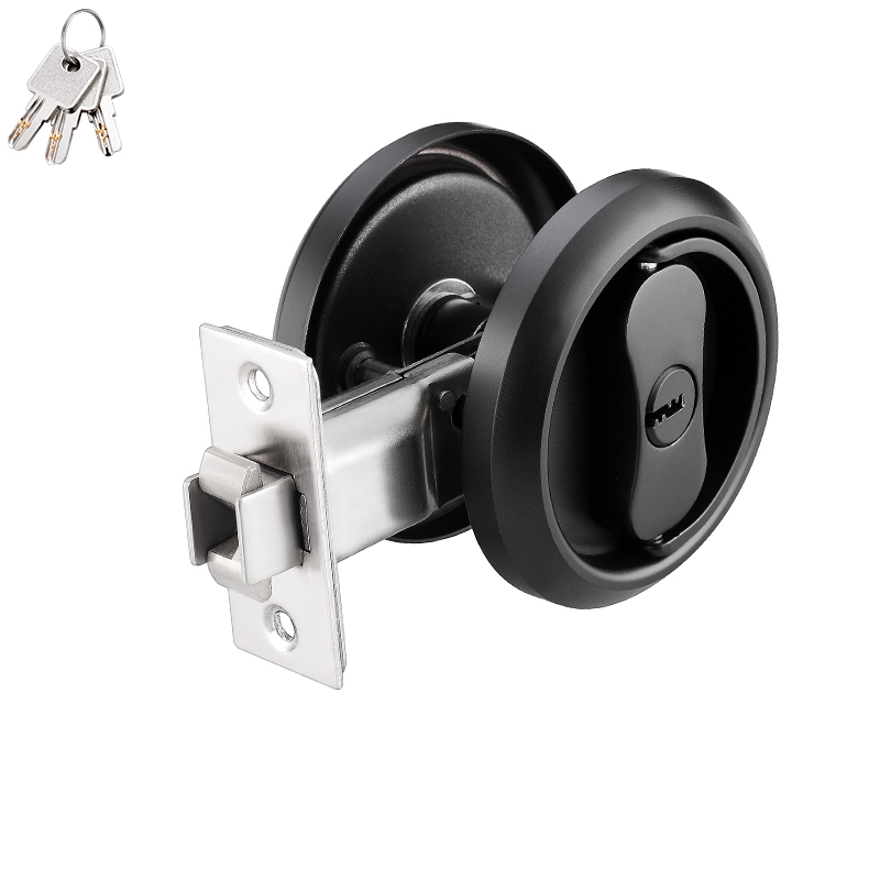 Stainless Steel Double-Sided Pull Ring Lock With Key Sliding Door Lock Invisible Door Lock Multiple Types Available: Blue