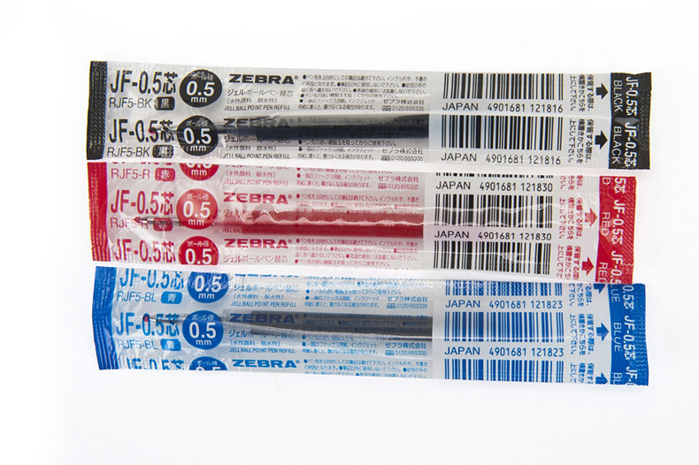LifeMaster Zebra Gel Refills 10pcs/lot for Zebra Sarasa JJ15 Large Volume Student and Office Pen Writing Supplies JF-05/JF-04