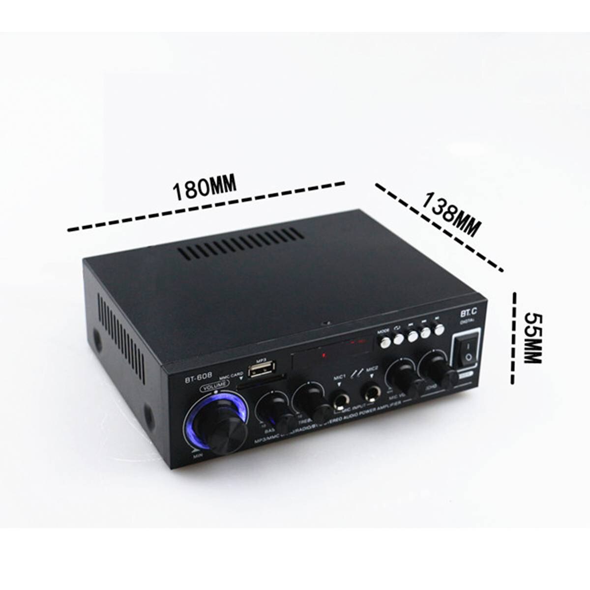 800W HIFI 2CH Car Audio Power Amplifier Home Theater Surround Sound System Mini Digital Sound Amplifier LED FM USB Bluetooth