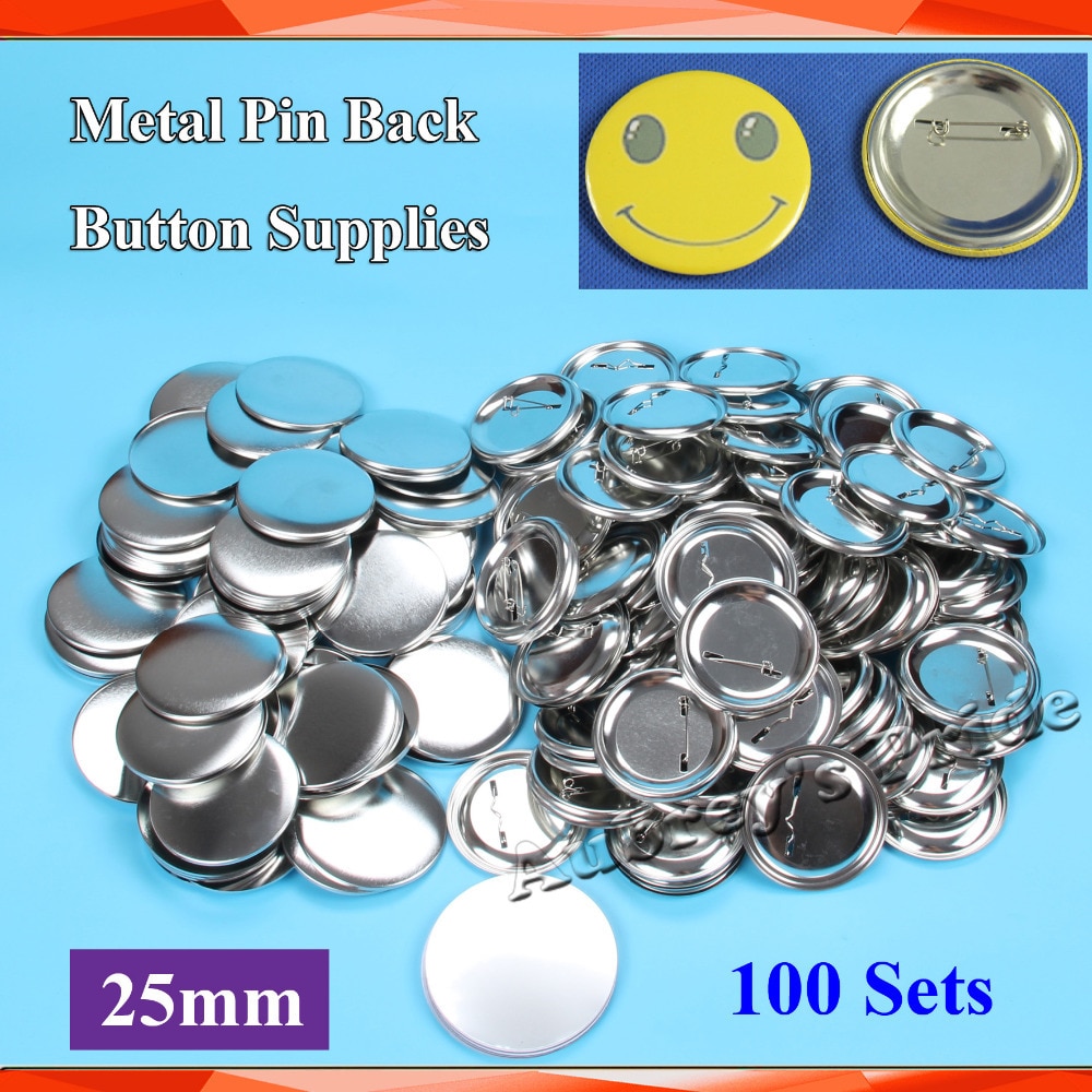 1 " 25mm 100 sæt helt stål badge knap maker pin back metal pinback knap forsyningsmaterialer