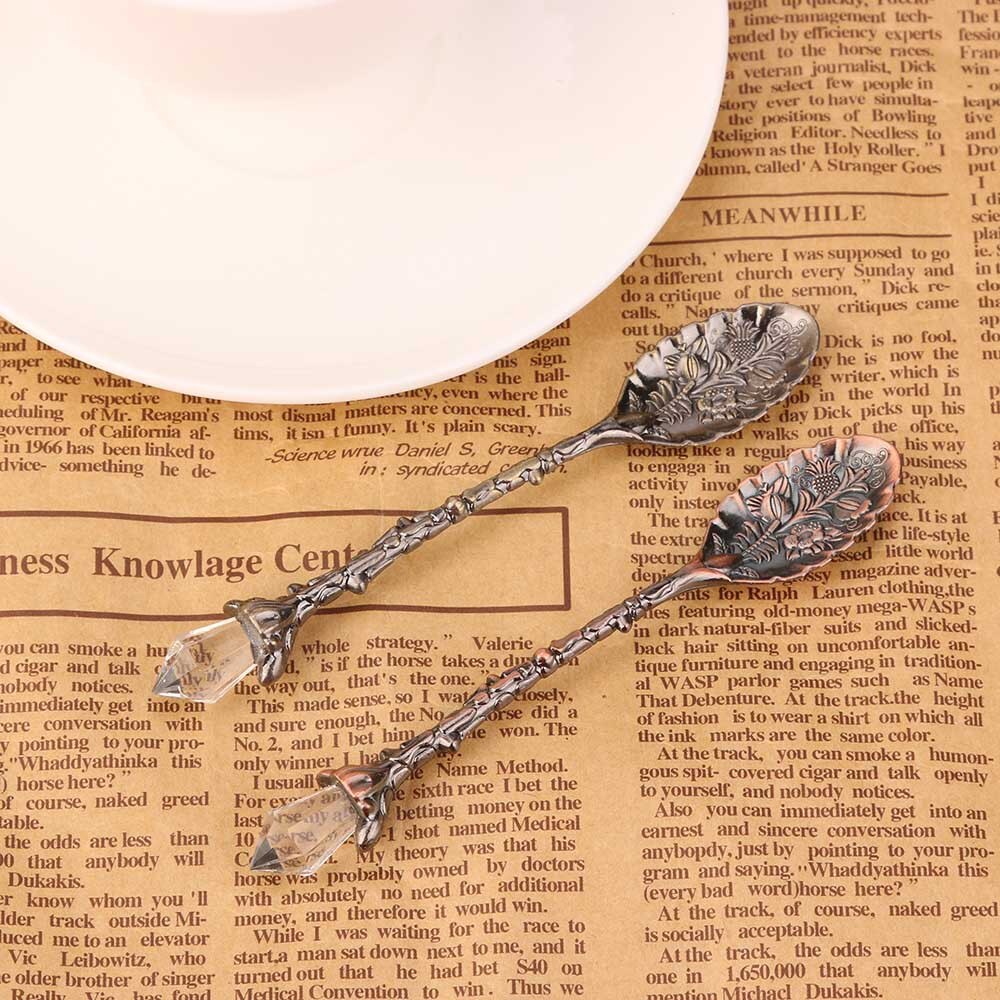 Alloy Crystal Retro Coffee Tea Spoon Court Tree Branch Small Spoonful Dessert Spoons For Afternoon Tea Little For Souvenir