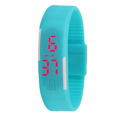 Silicone LED Sport numérique Bracelet montres Fitness décontracté électronique Bracelet hommes femmes garçons filles montre horloge enfants enfants: Light Blue