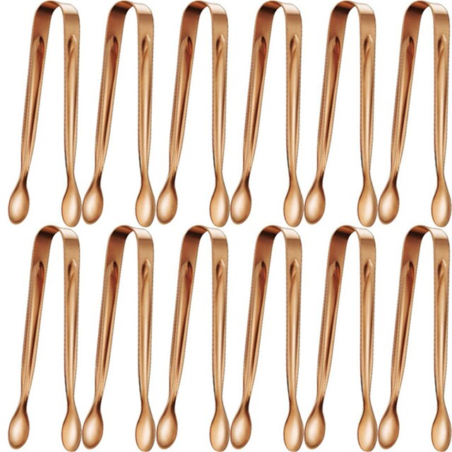 Mini pince à sucre en acier inoxydable, 12 pièces, pince à glace, petite pince de cuisine pour thé, café, Bar, cuisine: Rose Gold