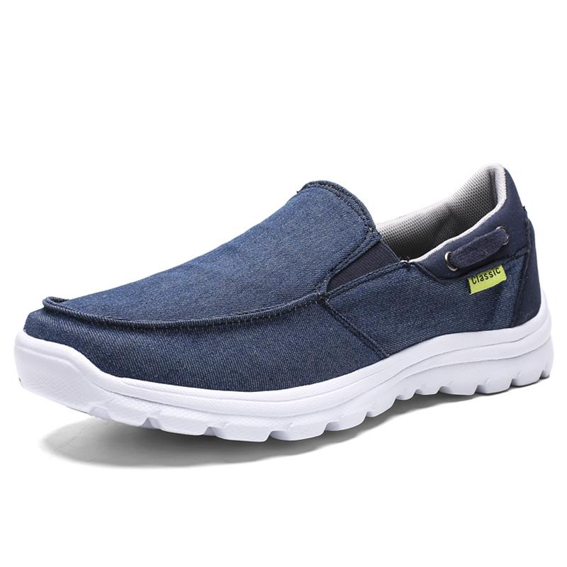 Män fritidsskor lätta loafers sneakers canvas skor bekväma herrskor stor storlek zapatos casuales manskor: Blå / 9
