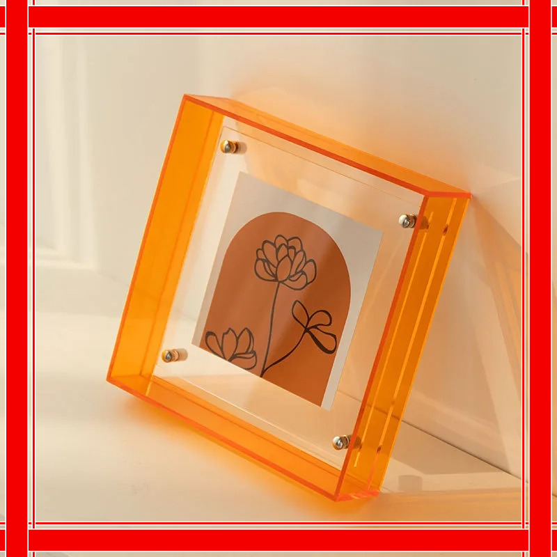 Floating Picture Frame Neon Acrylic Translucent Colorful Decorative Photo Frame for Desk Wall Mounting Tabletop Decoration