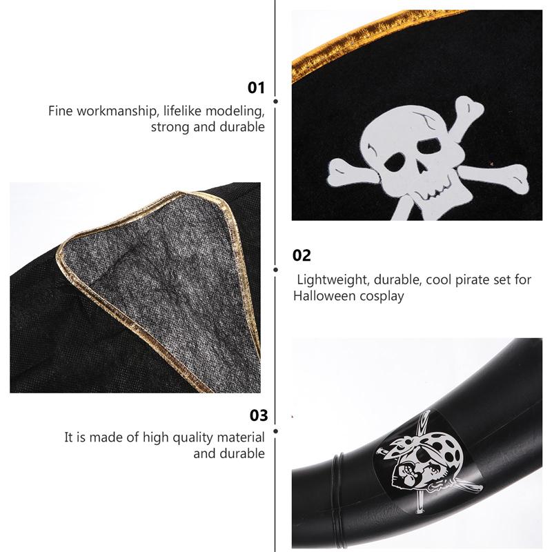 1 set van /4 stuks piratenkostuum rekwisieten, speelgoed voor fantasiespel, verkleedpartij, cosplay, piratenvoorstelling rekwisieten