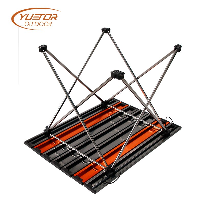YUETOR exterior tamaño mediano Ultra ligero portátil plegable mesa escritorio Camping al aire libre Picnic aleación de aluminio naranja