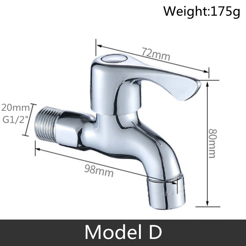 Modern Household Brass single cold tap Outdoor Faucet Garden Wall Bibcock Tap Bathroom Washing Machine mop taps DODI: Model D