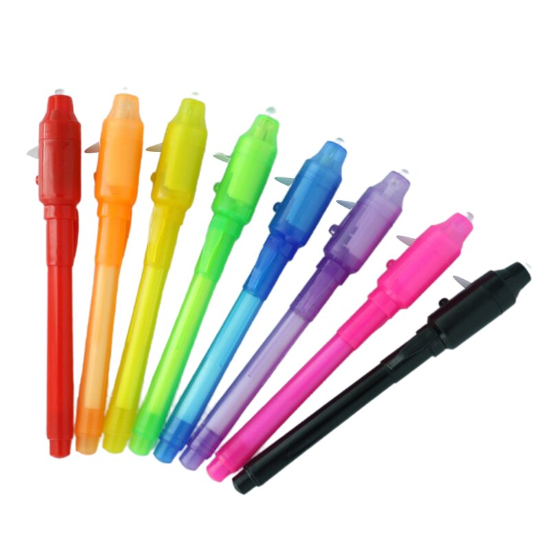 1/3pcs 2 In 1 Magic Luminous Light Pen UV Writing Invisible Ink Pen