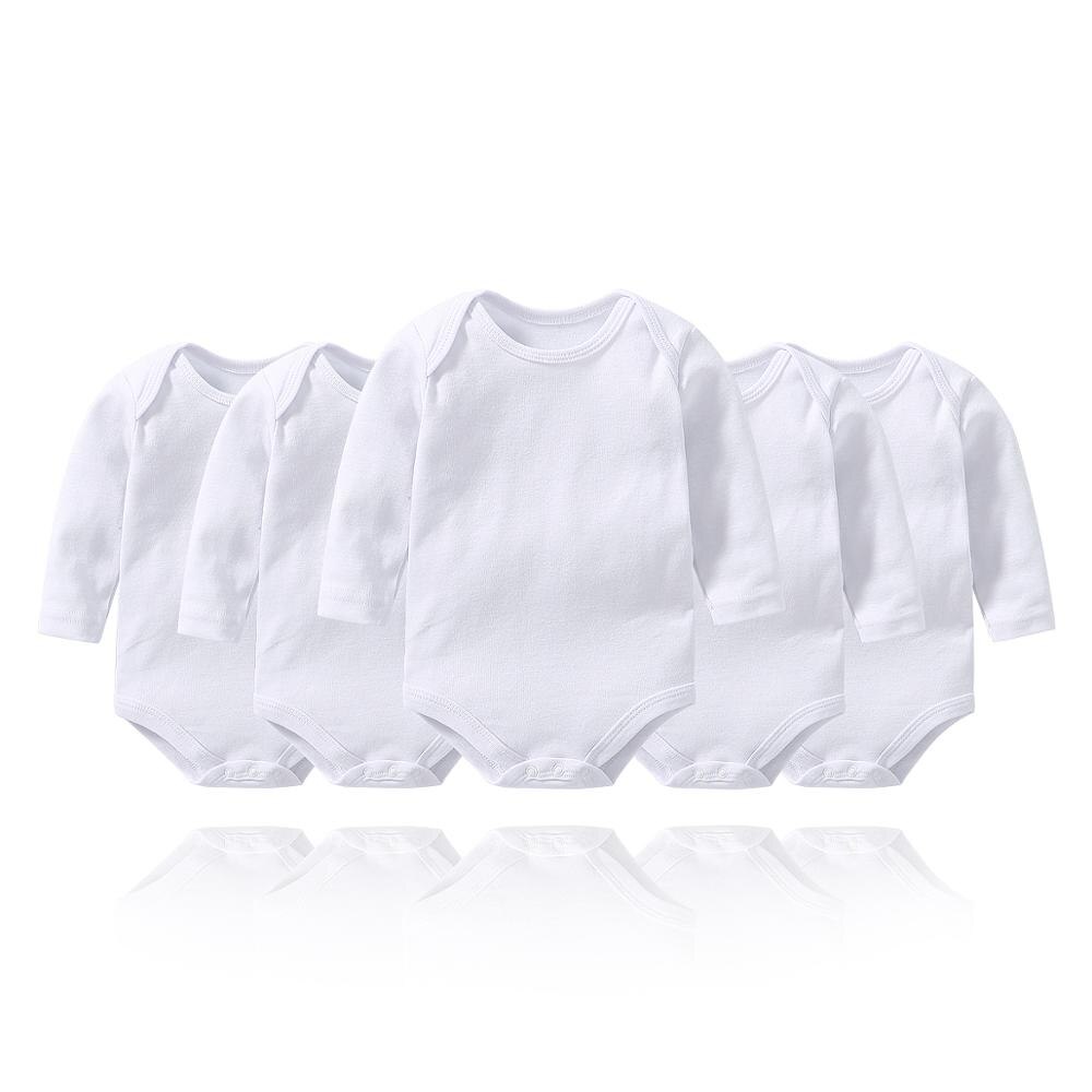 Longsleeve baby bodysuits dailywear white basic wear 5 pieces set essential baby clothing: 18M