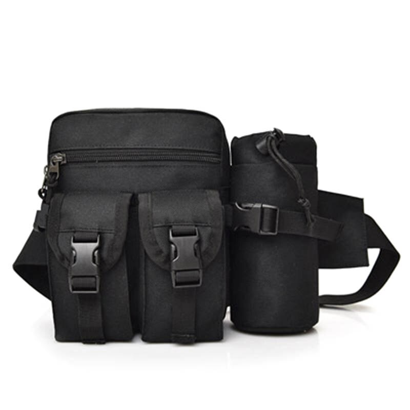 Men Wasit Bag Canvas Phone Pouch Casual Water Bottle Sling Bags for Outdoor Travel Cycling Climbing EDF88: Black