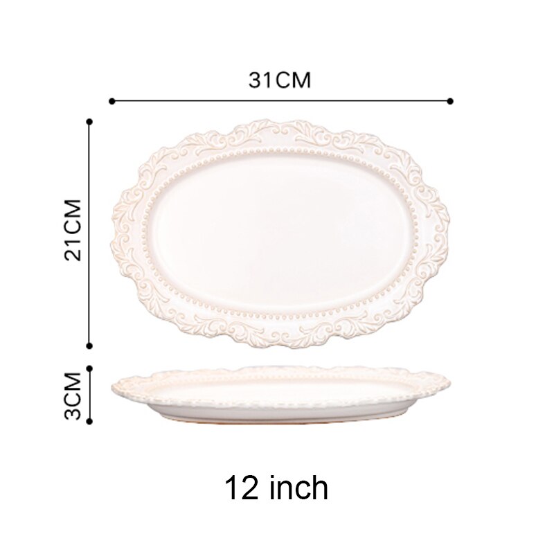 European Tableware Western Dinner Plates Soup Bowl Ceramic Dinner Plate French Baroque Retro Embossed Palace Style Plates: style04