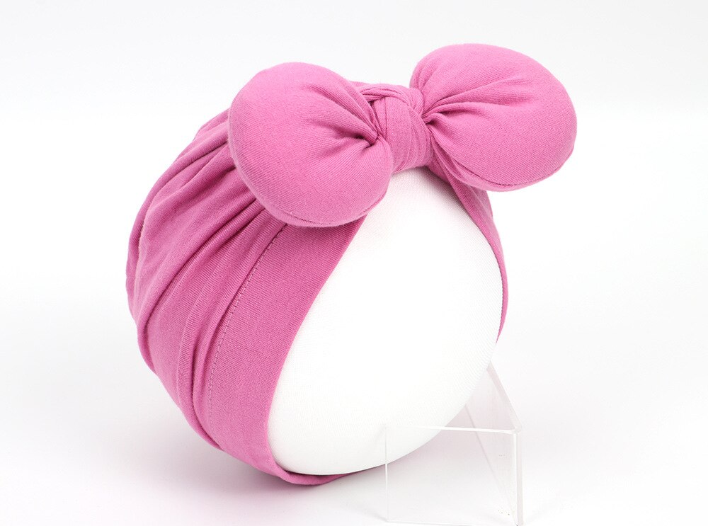 Baby Meisje Hoeden Baby Puur Katoen Strik Caps Kinderen Zachte Tulband Kids Headwrap Effen Kleur Mutsen Haaraccessoires: 7