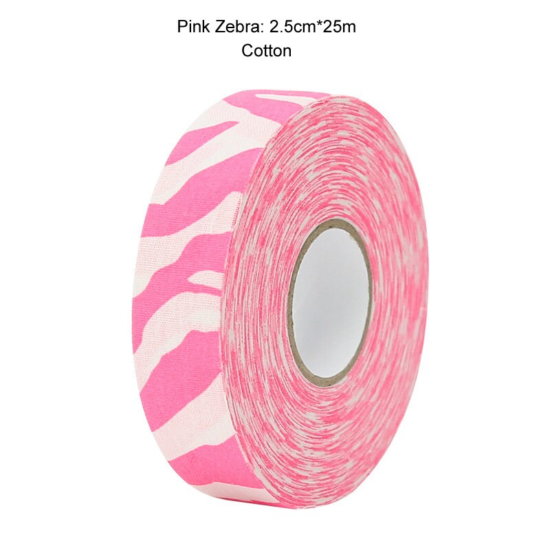 3 Rolls Hockey Grip Tape Cotton Hockey Stick Tape colorato Sport sicurezza campo da ghiaccio Hockey Badminton Golf Tape 2.5cm x 25m: 3 rools Pink zebra