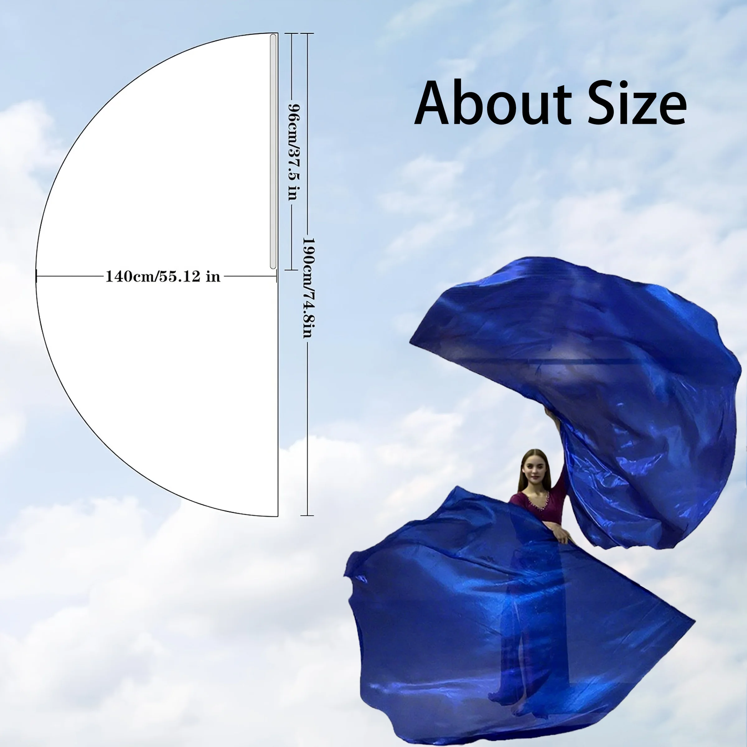 [Belly Dance Flags] Gradient Half-Circle Belly Dance Praise Flags for Dance Performances, Sports Games Opening