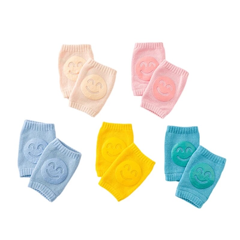 Coudières/genouillères antidérapantes pour enfant, pour garçon ou fille, accessoires de protection des coudes et des genoux pour bébé et nourrissons unisexe, avec une forme de sourire, pour la sécurité, chauffe-jambes