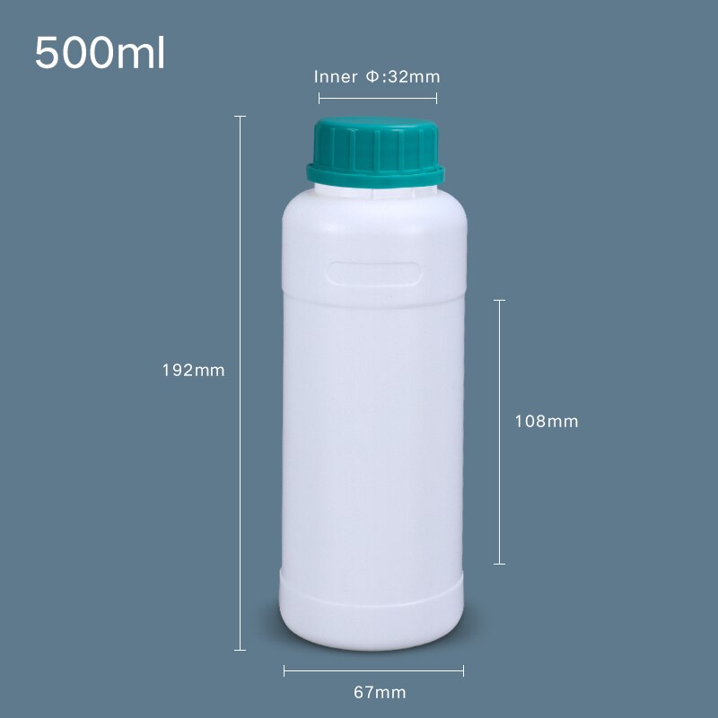 Plastic Bottle with Blue Cap HDPE Material Storage Container for Liquid Reagent Food Grade Sample Bottle: 500ML White