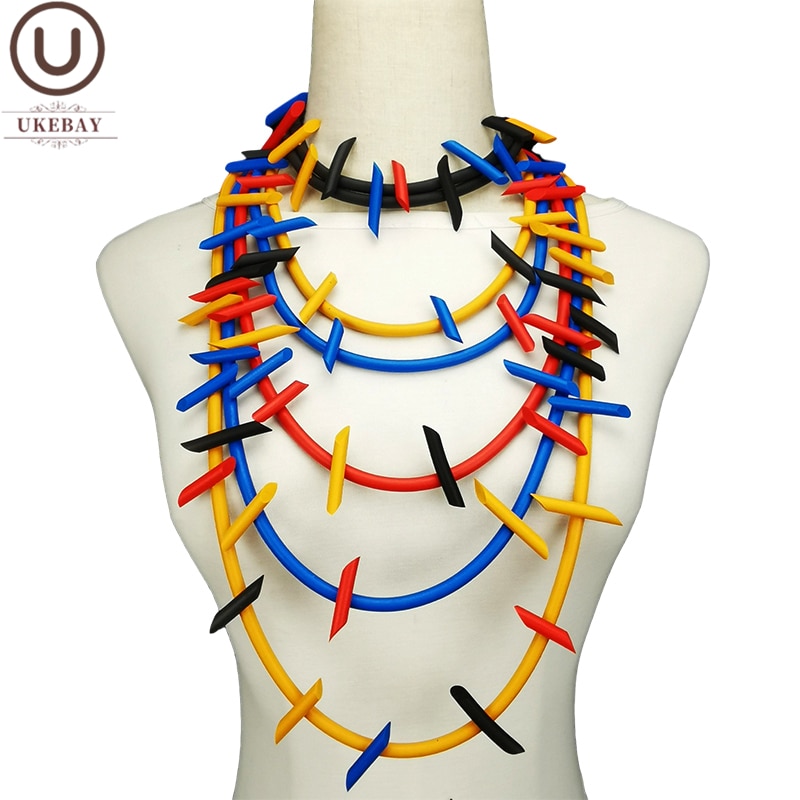 UKEBAY collar Multicolor gargantilla collares mujer gótico suéter cadena hecho a mano goma accesorios para , joyería collar