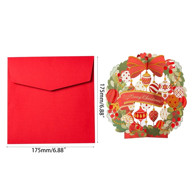 Merry Christmas Greeting Cards with Envelopes and Snow