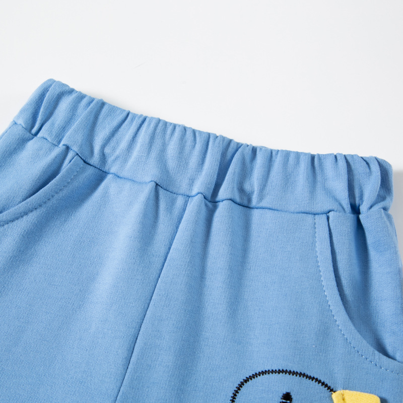 Pantaloncini di dinosauro ricamati a cartoni animati per bambini estivi 2022 pantaloncini da bambino per bambini pantaloni Casual allentati Capris in puro cotone per bambini